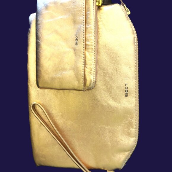 Lodis Clutch and Lodis Card Key Holder Metallic Gold Hardware NWOT - Picture 2 of 10